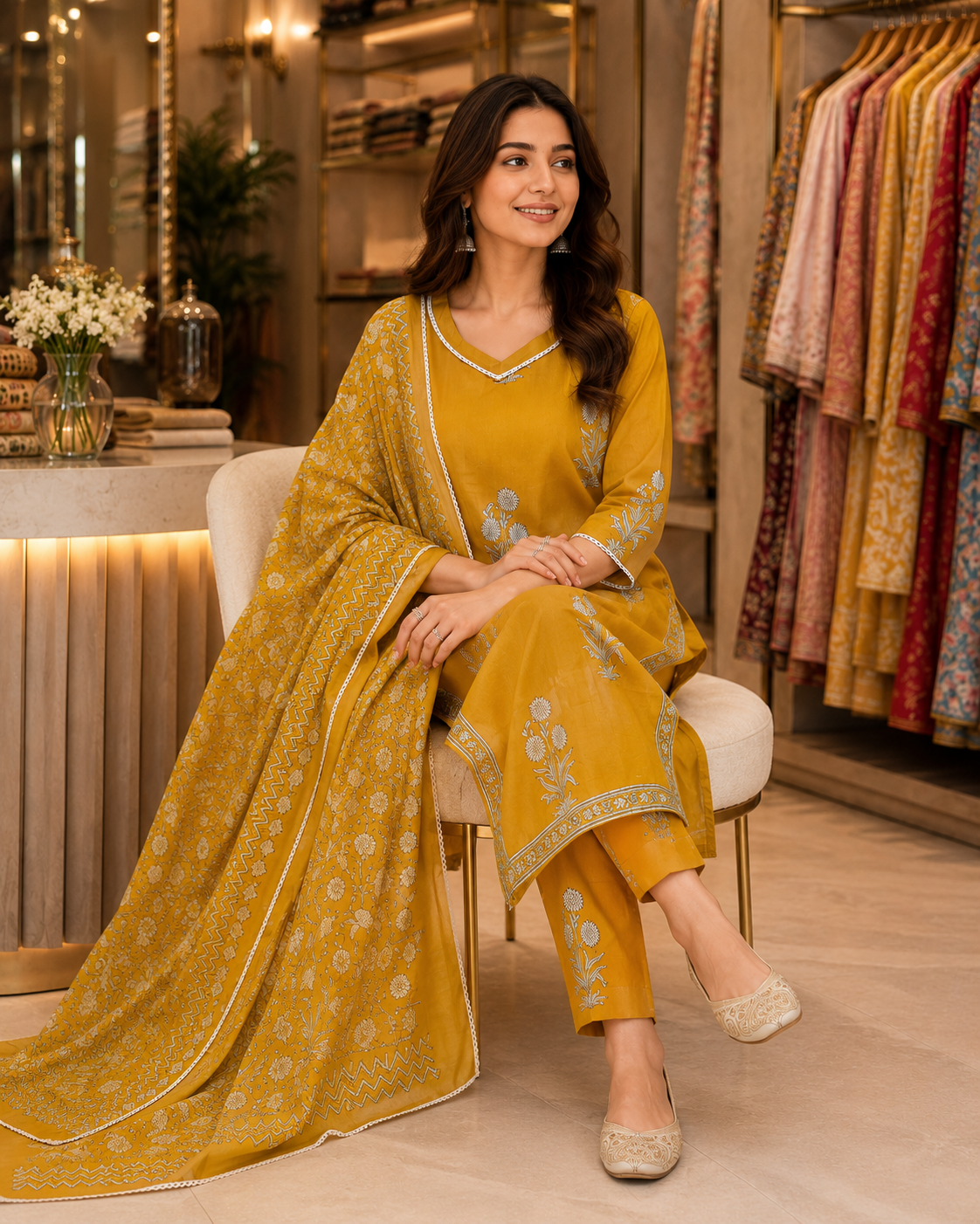 Pure Mul Cotton Office Wear Suit