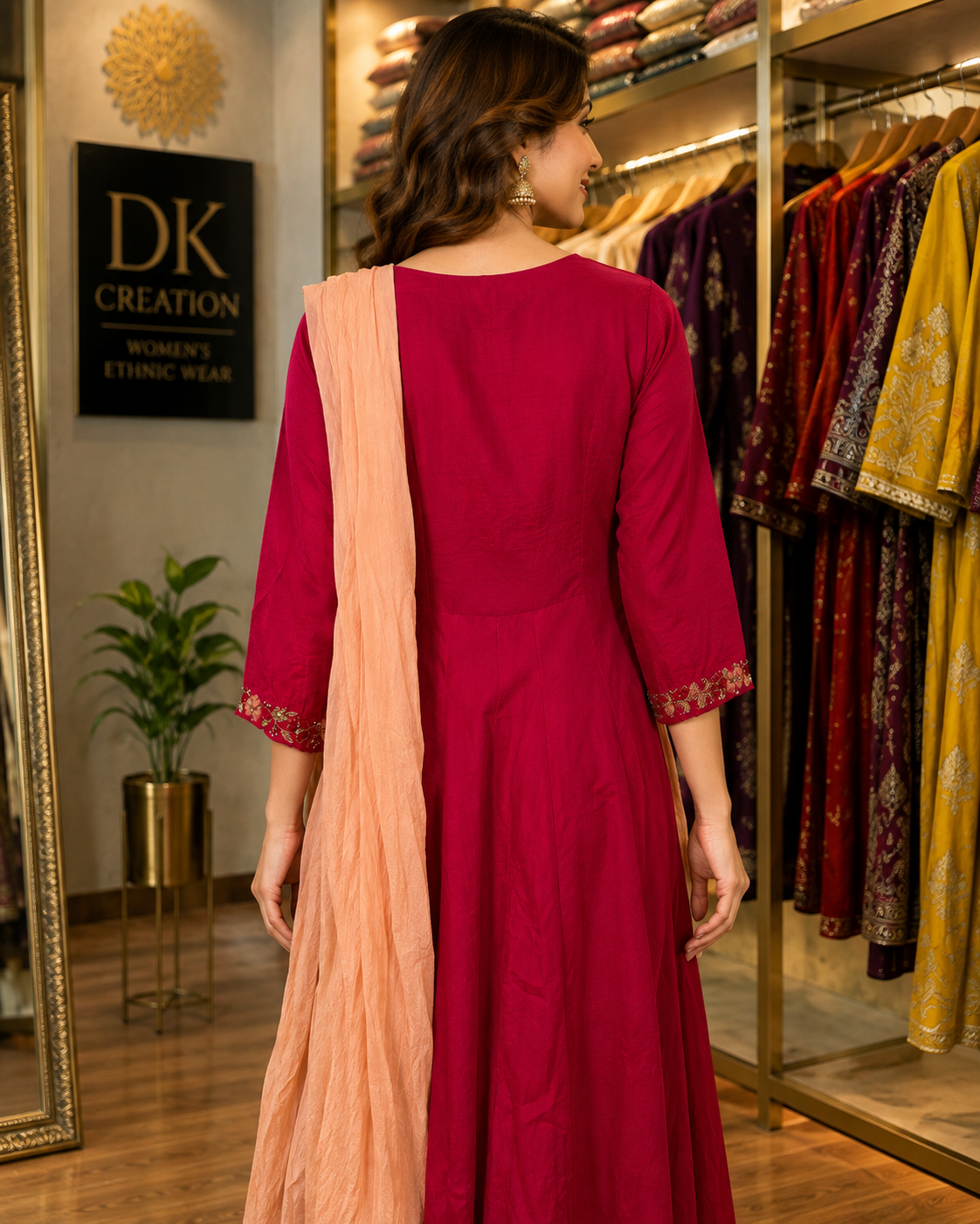 Rani Pink Designer Anarkali Suit Set