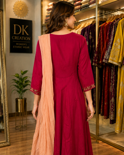 Rani Pink Designer Anarkali Suit Set