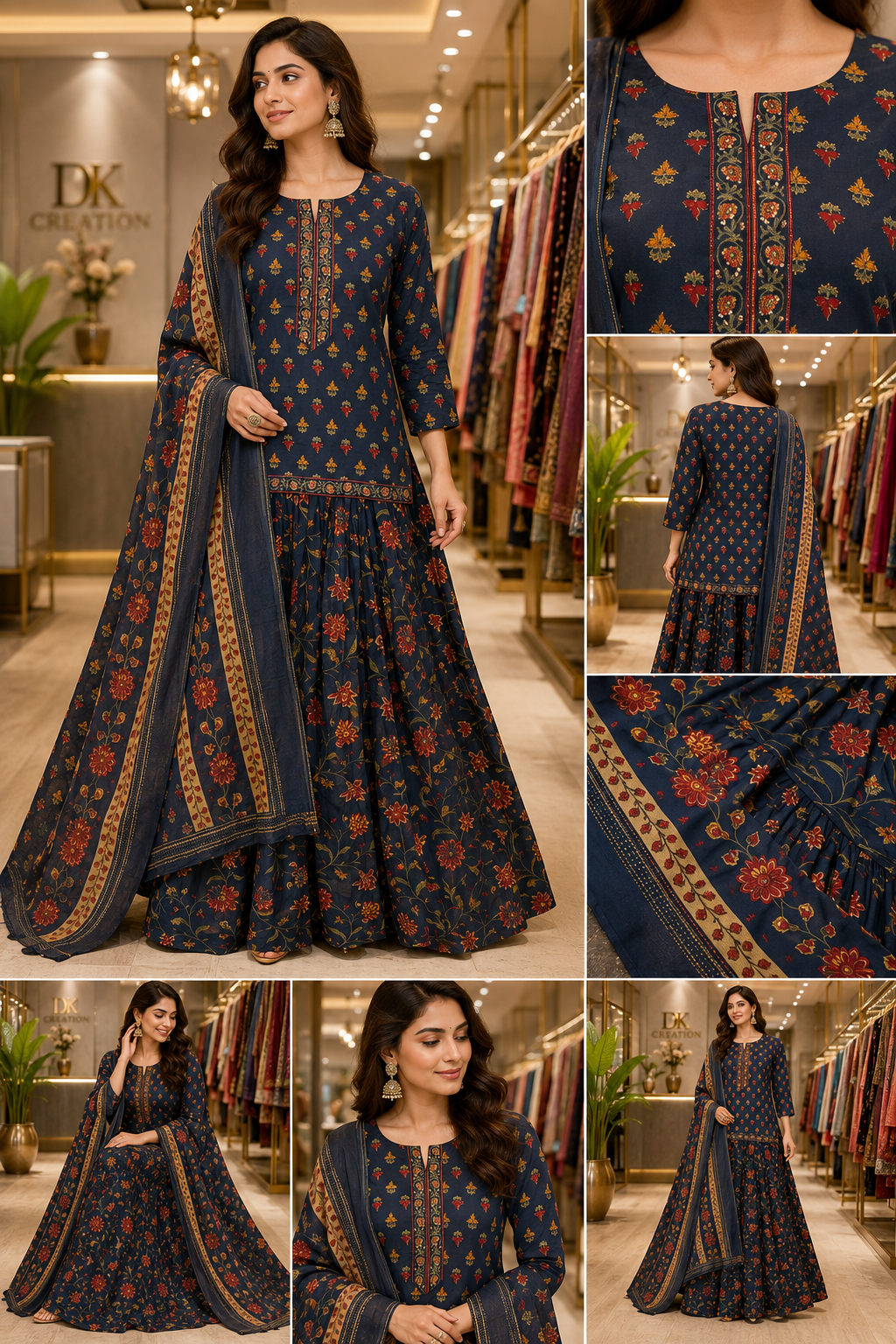 Pure Cotton Kurti Ghagra and Dupatta Set