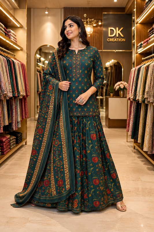 Pure Cotton Kurti Ghagra and Dupatta Set