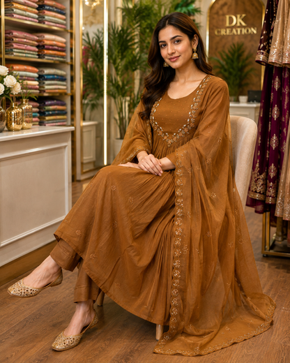 Premium Mul Chanderi Semi-Party Wear Suit