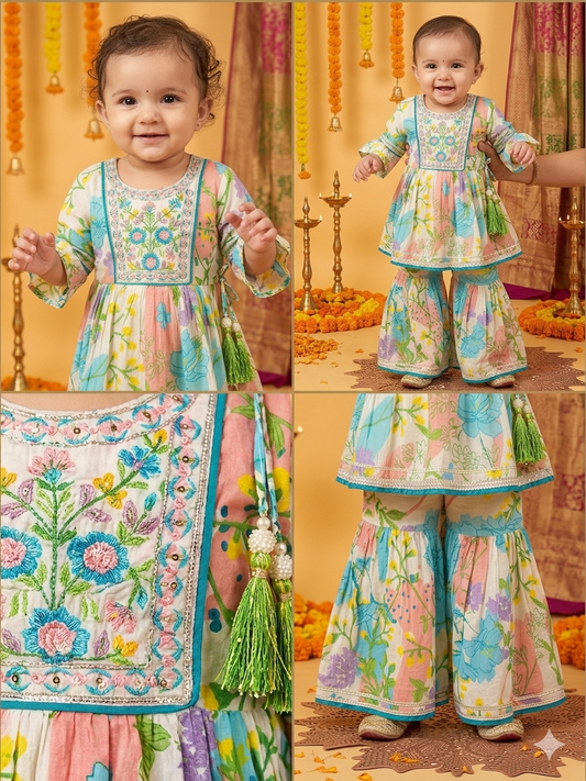 Creme Gharara Set
